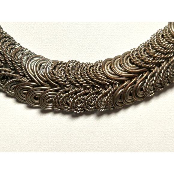 Vintage Egyptian Revival Interlocking Coil Collar Necklace 18in - Picture 7 of 10